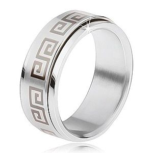 Oceľový prsteň, točiaca sa matná obruč, grécky kľúč sivej farby BB17.18 vyobraziť