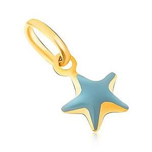 Prívesok zo žltého 9K zlata - trblietavá vypuklá modrá hviezda, glazúra GG06.25 vyobraziť