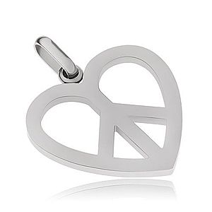 Oceľový prívesok, symbol Peace v kontúre srdca S52.15 vyobraziť