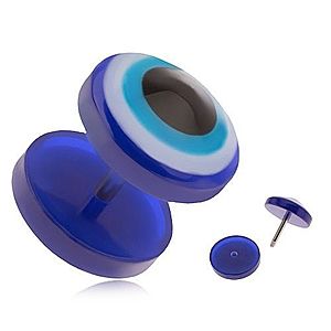 Okrúhly akrylový fake plug do ucha, modré oko N9.29 vyobraziť