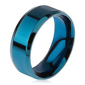 Lesklý oceľový prsteň modrej farby, skosené okraje BB15.16 vyobraziť