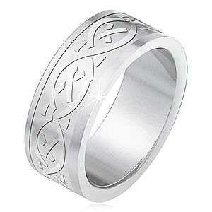 Oceľový prsteň, matný gravírovaný pás s keltským motívom BB2.19 vyobraziť