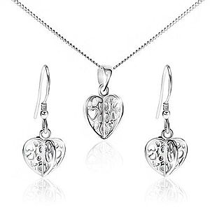 Set zo striebra 925 - náhrdelník a náušnice, vyrezávané srdcia S49.13 vyobraziť