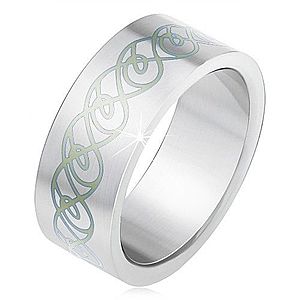 Oceľový prsteň, matný rovný povrch, ornament zo zatočených línií BB2.6 vyobraziť