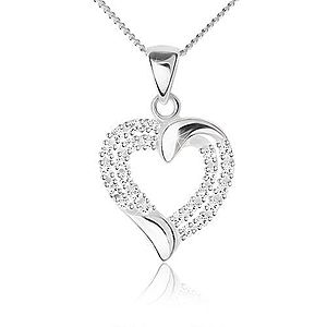 Strieborný náhrdelník 925 - obrys srdca zo zirkónových línií, retiazka AC24.11 vyobraziť