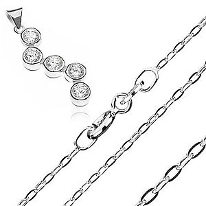 Strieborný náhrdelník 925 - retiazka a prívesok s cik-cak vzorom zo zirkónov S61.15 vyobraziť