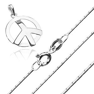 Strieborný 925 náhrdelník - hranatá retiazka a symbol mieru S63.24 vyobraziť