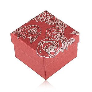 Červená krabička na šperk, motív kvetov striebornej farby Y27.13 vyobraziť