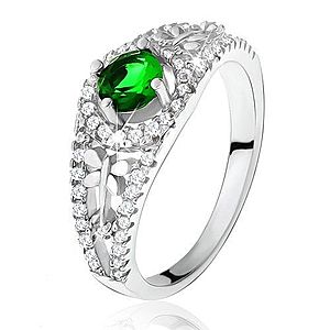 Číry zirkónový prsteň so zeleným kamienkom, vážky, striebro 925 U17.16 vyobraziť