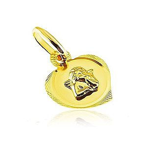 Prívesok zo 14K zlata - gravírovaný obrys srdca s vystúpeným anjelikom GG05.10 vyobraziť