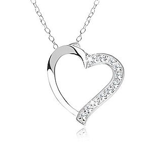 Nastaviteľný náhrdelník - striebro 925, retiazka, obrys srdca, číre zirkóniky SP29.27 vyobraziť