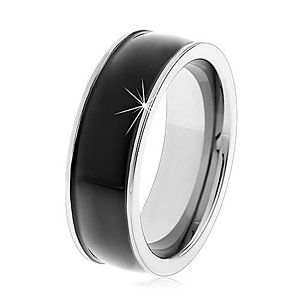Čierny tungstenový hladký prsteň, jemne vypuklý, lesklý povrch, úzke okraje AB33.02 vyobraziť