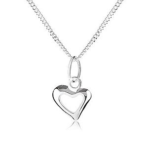 Strieborný 925 náhrdelník s obrysom asymetrického srdca, špirálovitá retiazka SP26.11 vyobraziť