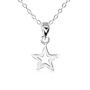Strieborný náhrdelník 925, obrys plochej päťcípej hviezdičky SP21.05 vyobraziť