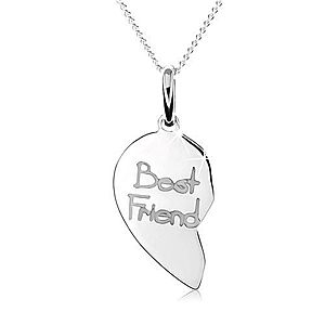 Dvojitý strieborný náhrdelník 925, dvojprívesok srdca, nápis "Best Friend" SP08.22 vyobraziť