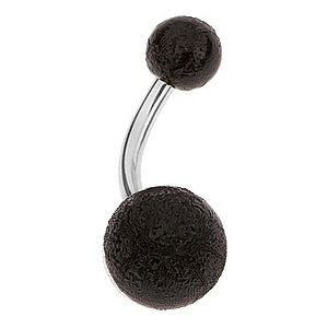Čierny piercing do bruška z akrylu, dve guličky, pieskovaný povrch PC02.29 vyobraziť