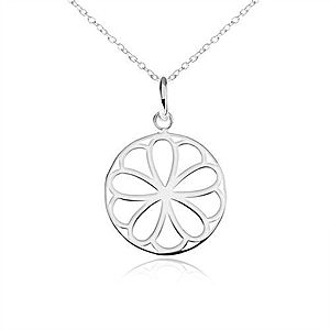 Strieborný náhrdelník 925, okrúhly prívesok - ozdobne vyrezávaný kvet SP04.01 vyobraziť
