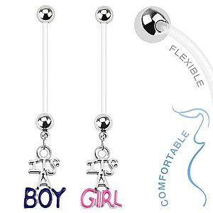 Piercing do bruška z bioflexu pre tehotné ženy, "IT'S A BOY", "IT'S A GIRL" SP36.05 vyobraziť