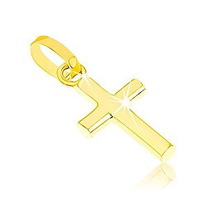 Lesklý prívesok zo žltého zlata 375, malý latinský kríž GG59.01 vyobraziť