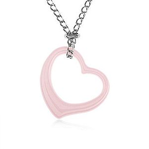 Oceľový náhrdelník, ružová keramická kontúra srdca, retiazka striebornej farby SP42.08 vyobraziť