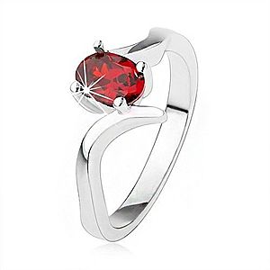 Elegantný prsteň zo striebra 925, rubínovočervený zirkón, zvlnené ramená SP39.23 vyobraziť