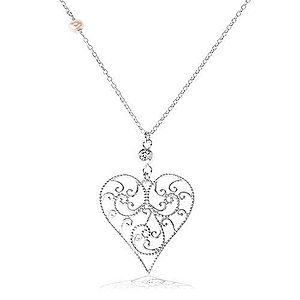 Strieborný náhrdelník 925, vypuklé srdce zdobené filigránom, číry zirkón SP47.15 vyobraziť