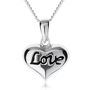Nastaviteľný náhrdelník, srdiečko s nápisom "Love", striebro 925 SP60.26 vyobraziť
