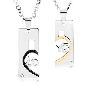 Sada oceľových náhrdelníkov, známky s výrezmi, rozdelený nápis "love" U22.2 vyobraziť