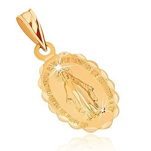 Prívesok zo žltého 9K zlata - obojstranný medailónik s Pannou Máriou GG70.12 vyobraziť
