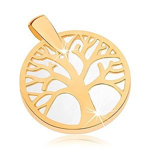 Prívesok v žltom 9K zlate - strom života v obryse kruhu, perleťový podklad GG70.05 vyobraziť
