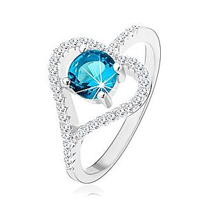 Zásnubný prsteň zo striebra 925, zirkónový obrys srdca, modrý zirkón HH4.2 vyobraziť