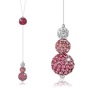 Trblietavý náhrdelník, striebro 925, guličky s kryštálmi na silone, biela a ružová farba SP86.01 vyobraziť