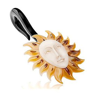 Plug do ucha z organického materiálu, čierny háčik, slnko s bielou tvárou S39.12 vyobraziť