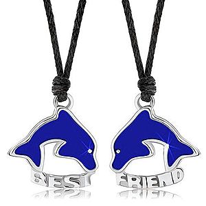 Dva náhrdelníky pre priateľov, modré priehľadné delfíny, BEST FRIEND S57.15 vyobraziť