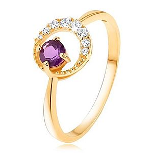 Zlatý prsteň 585 - tenký zirkónový polmesiac, ametyst vo fialovom odtieni GG91.23/62/67 vyobraziť