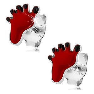 Puzetové náušnice, striebro 925, červený odtlačok chodidla, čierne prsty PC18.03 vyobraziť