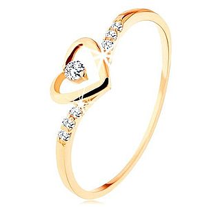 Zlatý prsteň 585, kontúra srdca s čírym zirkónikom, zdobené ramená GG125.06/125.20/125.24 vyobraziť