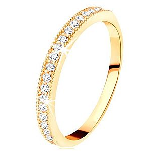 Zlatý prsteň 585 - číry zirkónový pás s vyvýšeným vrúbkovaným lemom GG112.10/16 vyobraziť