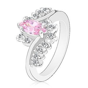 Ligotavý prsteň so striebornou farbou, ružové zrnko, zirkónové číre línie G13.03 vyobraziť