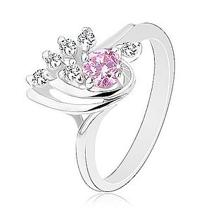 Ligotavý prsteň, asymetrická kvapka zdobená zirkónmi čírej a ružovej farby G15.12 vyobraziť