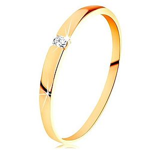 Zlatý prsteň 585 - ligotavý diamant čírej farby, hladké vypuklé ramená BT153.06/11 vyobraziť
