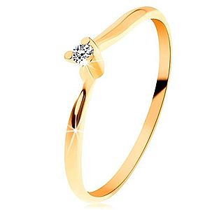 Ligotavý prsteň zo žltého 14K zlata - číry brúsený diamant, tenké ramená BT153.23/30 vyobraziť