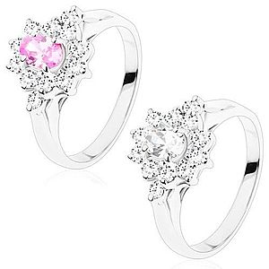 Ligotavý prsteň s hladkými ramenami, kvet s brúseným oválom, číre lupene V08.16 vyobraziť