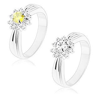 Trblietavý prsteň s podlhovastými zárezmi, brúsený kvet z okrúhlych zirkónov H2.13/14 vyobraziť