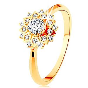 Zlatý prsteň 585 - trblietavé slnko zdobené okrúhlymi čírymi zirkónikmi GG128.06/128.19/24 vyobraziť