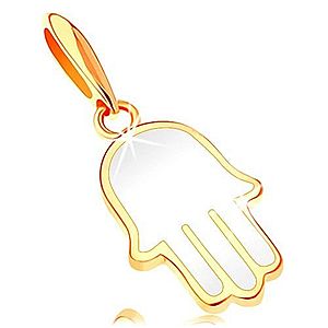 Zlatý prívesok 585 - ruka Fatimy pokrytá glazúrou bielej farby GG121.06 vyobraziť