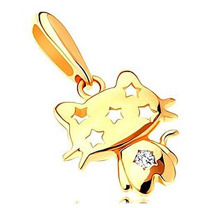 Prívesok zo žltého 14K zlata - ligotavá mačička, číry zirkón, hviezdy GG119.05 vyobraziť