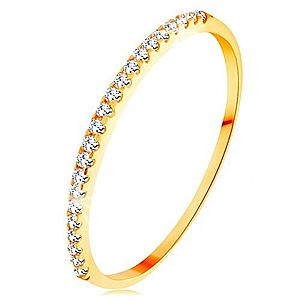 Zlatý prsteň 585 - tenké lesklé ramená, ligotavá zirkónová línia čírej farby GG154.29/35 vyobraziť