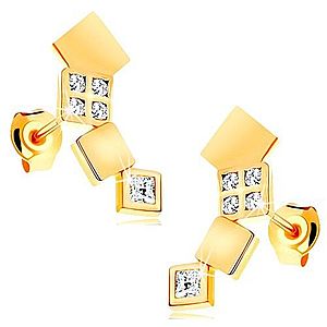 Náušnice v žltom 14K zlate - ligotavé štvorčeky tvoriace oblúk, puzetky GG114.10 vyobraziť