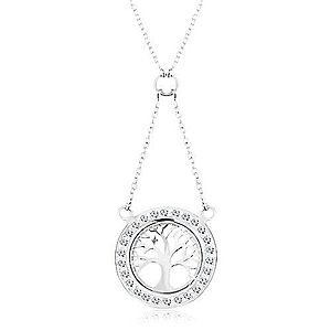 Strieborný náhrdelník 925, retiazka a prívesok - strom života so zirkónovým lemom AC16.13 vyobraziť